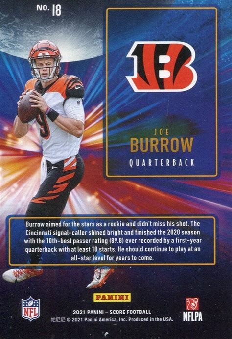 Joe Burrow 2021 Panini Score Card Hollywood Collectibles