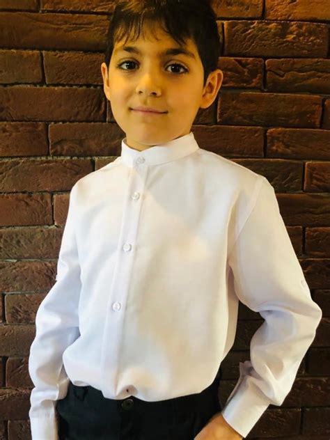 White Shirt With A Stand Up Collar Hurtownia Odzieży Dziecięcej