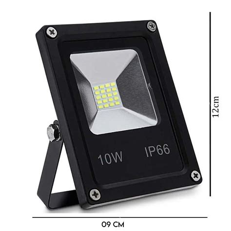 1 Refletor IP66 Holofote MicroLED Slim 10W 85 265V Luz Branco Quente