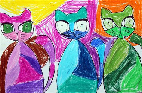 Clippings from the Studio Floor: Oil Pastel Cats