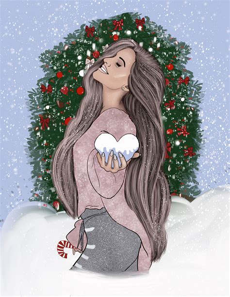 Дух Рождества🎄🎁 | Рисунки девушки, Рисунки, Иллюстрации арт