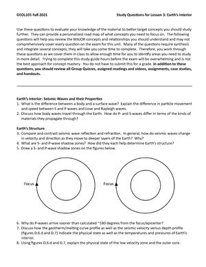 Geol 101 Final Exam Study Guide Under Each Objective Are