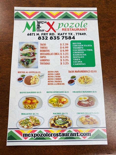 Menu At Mexpozole Restaurant Houston