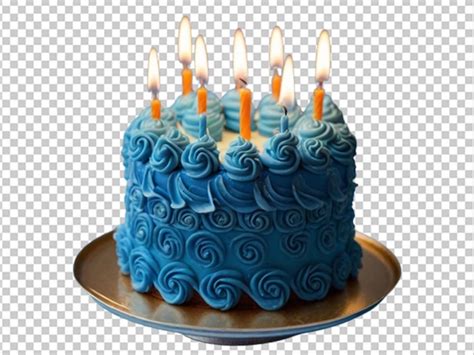 Premium Psd Vibrant Blue Birthday Cake With Multiple Candle