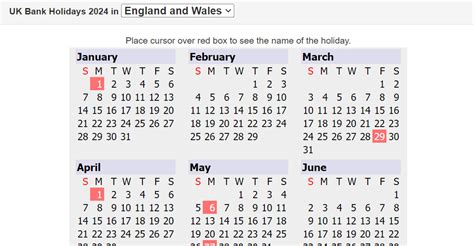 UK Bank Holidays - 2024 Calendar