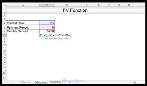 How To Use Fv Pv And Pduration Functions In Excel Exceldemy