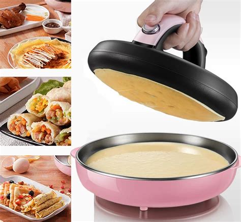 Pink Automatic Nonstick Stainless Steel Crepe Makers Mini Pancake