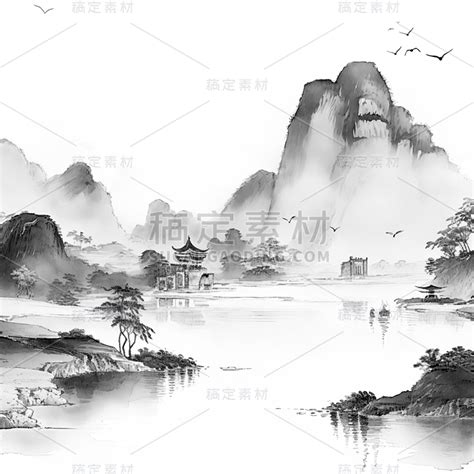 山水画素材高清山水画素材下载587个山水画素材大全 稿定设计