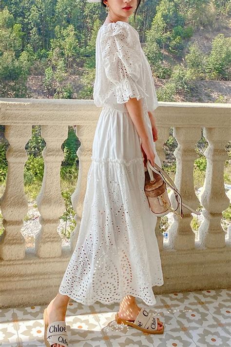 White Embroidered Lace Pleated Skirt White Pleated Skirt Pleated