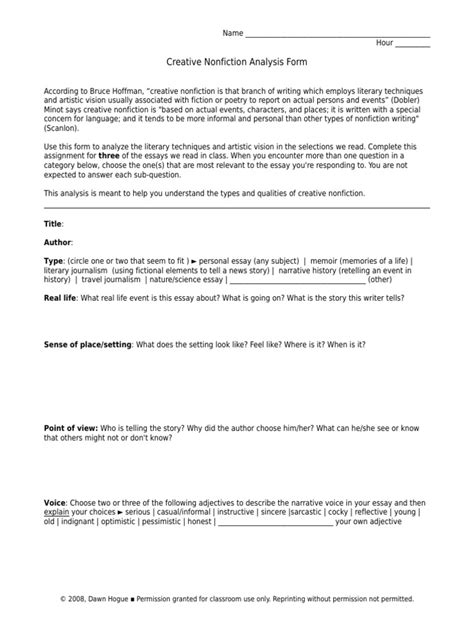 Creative Nonfiction Analysis Pdf Creative Nonfiction Essays