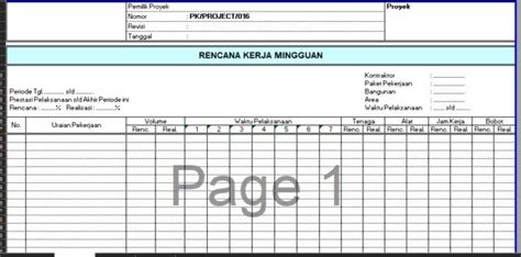 Form Rencana Kerja Mingguan Sipilpedia