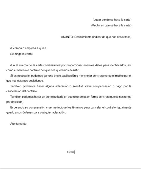 Carta De Desistimiento Ejemplos Y Formatos Word Pdf