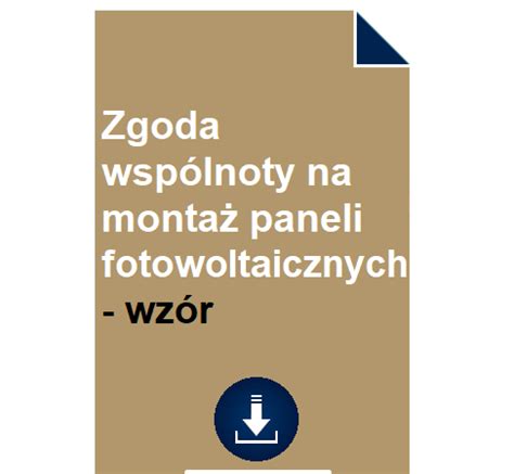 Zgoda Wspólnoty Mieszkaniowej na montaż paneli fotowoltaicznych wzór