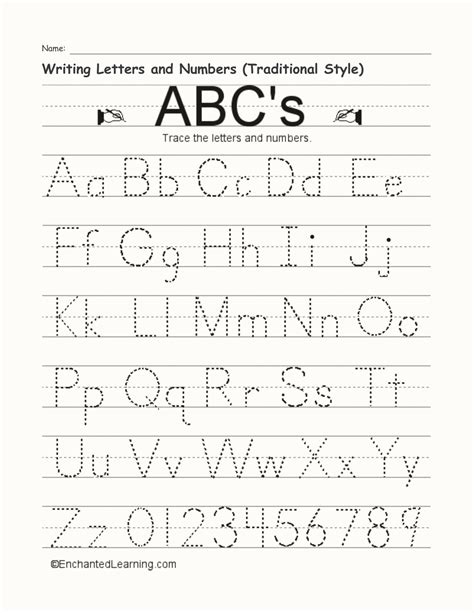 Writing Letters And Numbers Traditional Style Letters And Numbers