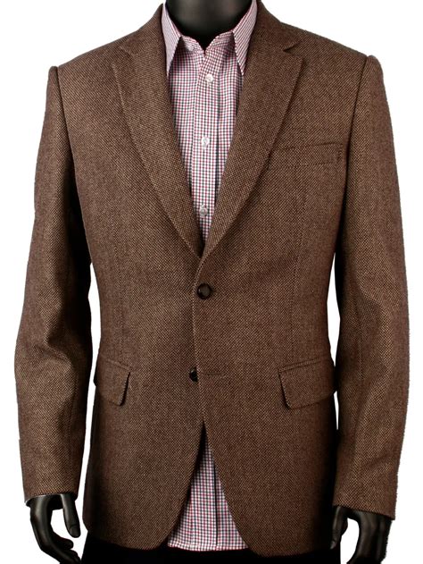 Dark Brown Pattern Mens Tweed Jacket Men Tailor Made Causal Blazer Slim