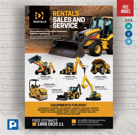 Construction Equipment Rentals Flyer Psdpixel