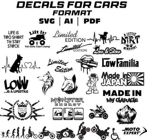 Car Stickers Pack 12 Svg Vectors Bundle Stickers Vectors Amo 2