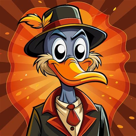 Una Caricatura De Un Pato Con Un Sombrero Y Corbata Con Un Sombreiro