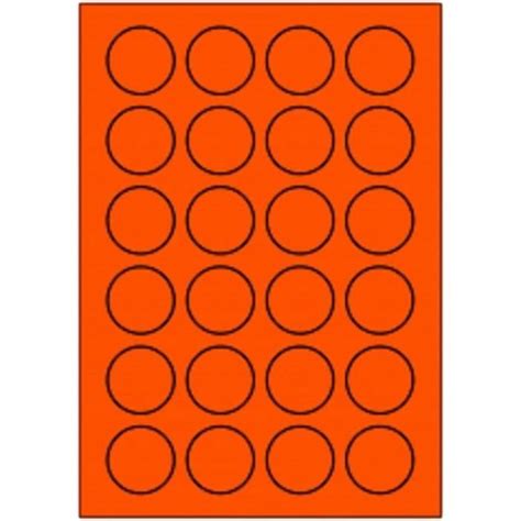 AJW 4800 Étiquettes ronde fluo orange 200 feuille A4 de 24 étiquette