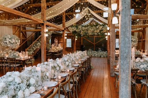 Romantic Barn Lighting Sets the Ambiance For Chic All-White Wedding ...