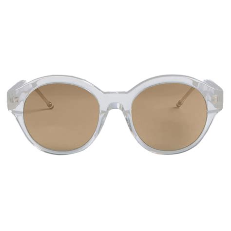 Thom Browne Crystal And Gold Flash Brown Round Sunglasses Thom Browne Eyewear Avvenice