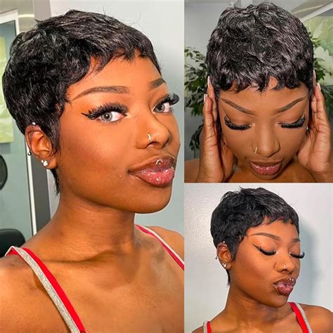 Pixie Cut Wig Short Wigs For Black Women Natural Wavy Synthetic Hair Wigs Pixie Cut