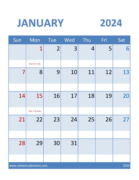 Jan 2024 Calendar Excel J14097