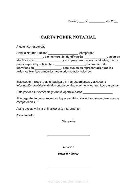 Carta Poder Notarial Para Tr Mites Bancarios Ejemplos