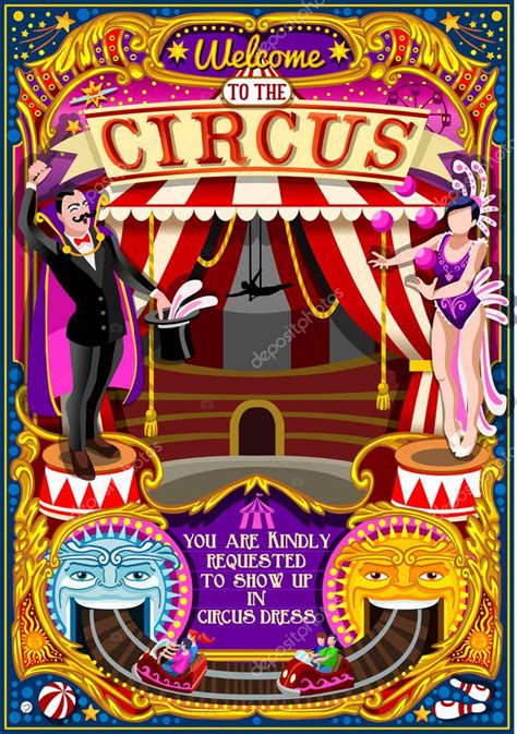 Circus Carnival Invite Theme Park Poster Tent Vector Illustration