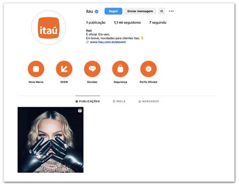 Itaú apaga postagens do Instagram para anunciar show de Madonna