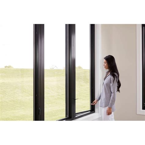 Pella Impervia Series Black Left Handed Fiberglass Casement Window Annealed Glass Full Screen