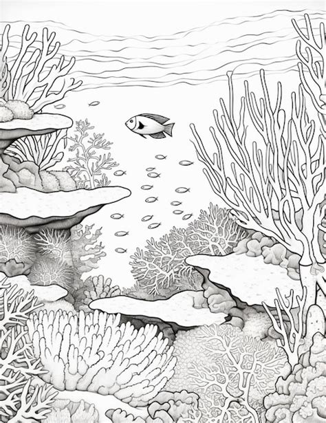 Premium Photo Coloring Pages Of Coral Reefs And Fish Generative Ai