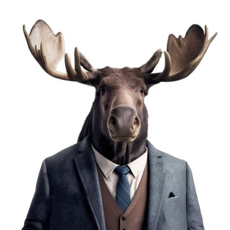 Premium Ai Image A Moose Wearing A Suit And Tie Is Standing In Front