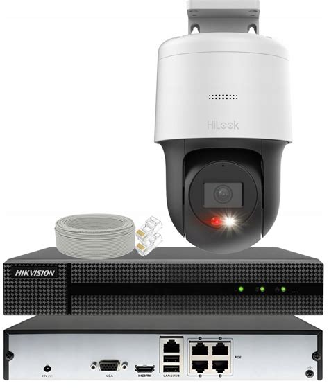 Zestaw Monitoring Ip Hikvision Kamera Obrotowa Mpx Poe Hybrid Light