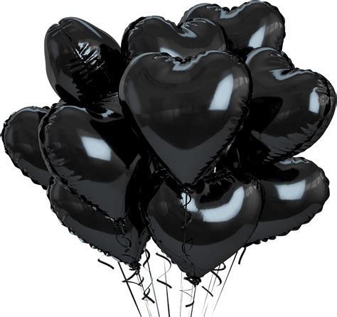 Biapian Foil Heart Balloons Black 10pcs Black Heart Shape