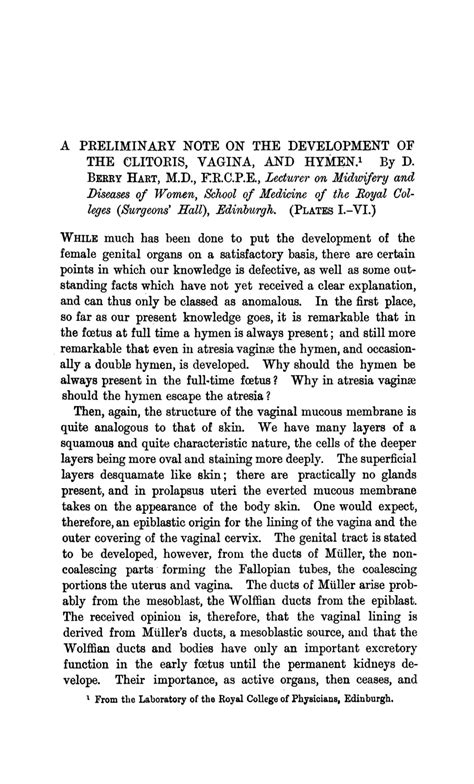PDF Preliminary Note On The Development Of The Clitoris Vagina And Hymen