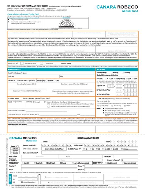 Fillable Online Sip Registration Cum Mandate Form For Nach Direct Debit