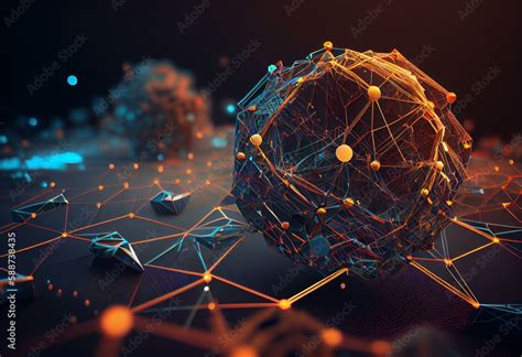 Global Network Blockchain D Illustration Neural Networks And