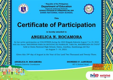 Brigada Eskwela Certificatedocx