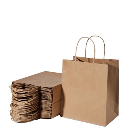 Food Grade Gsm Twist Handle Brown Recyclable Kraft Paper Bag