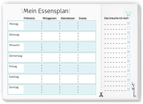 Xl Men Planer Din A Essensplaner Mit Einkaufs Liste In T Rkis I