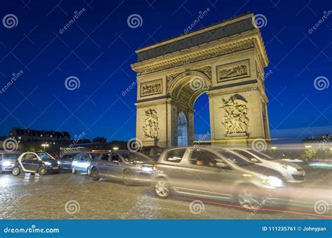 Traffic Of Cars At Arc De Triomphe In Paris City Stock Image Image Of