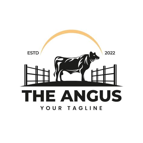 Premium Vector Cattle Farm Logo Black Angus On The Grass Cattle Ranch