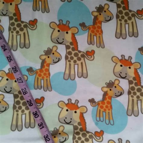 Baby Flannel Fabric With Giraffes Kids Children Giraffe