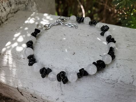 Black Tourmaline And Selenite Ultimate Protection Bracelet Etsy