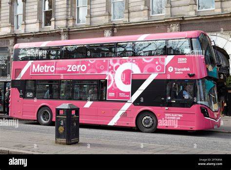 Pink Metro Translink 100 Electric Belfast City Bus Public Transport