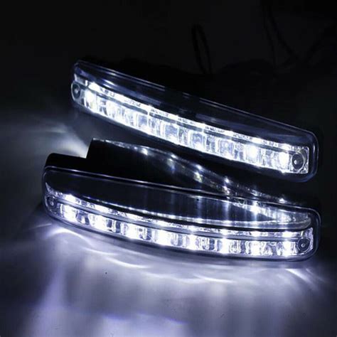 New 2X Car 8 LED DRL Fog Driving Daylight Daytime Running Light Head