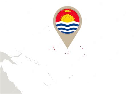 Premium Vector Map With Highlighted Kiribati Map And Flag