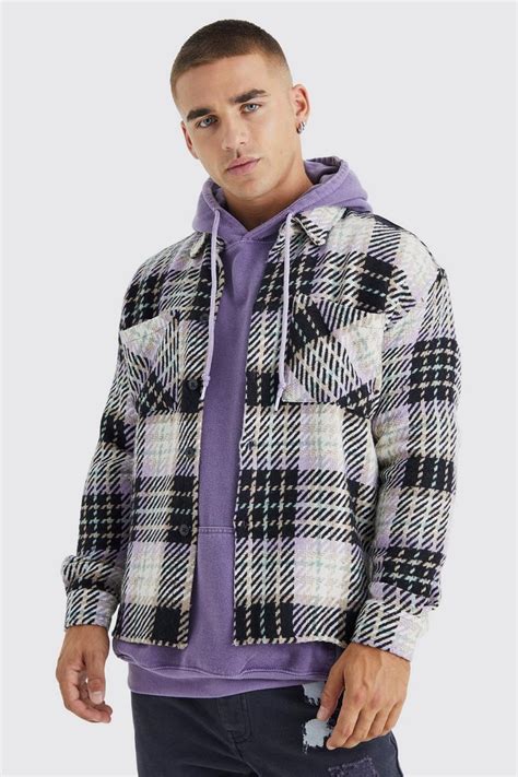 Heavyweight Check Boxy Overshirt Boohoo Uk