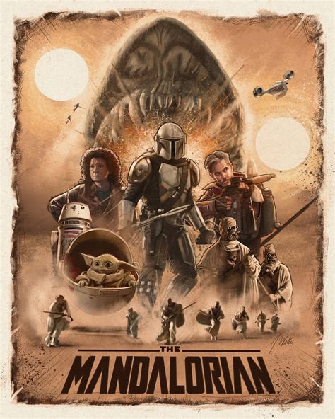 Mandalorian Illustrated Movie Poster Chapter 9 The Marshal Etsy Australia